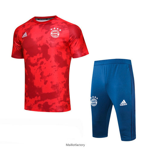 Pas cher Kit d'entrainement Maillot Bayern Munich 2019/20 Rouge/Bleu Col Rond