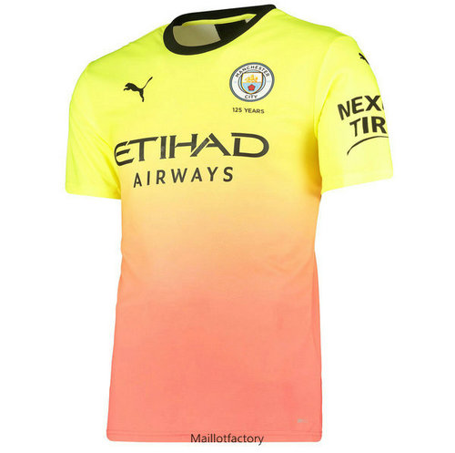 Pas cher Maillot du Manchester City 2019/20 Exterieur Jaune/Rose