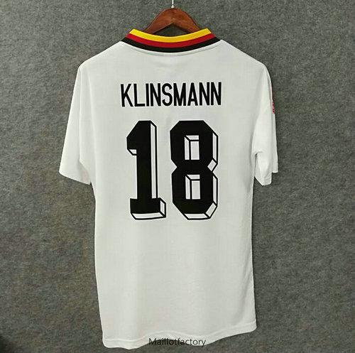 Pas cher Retro Maillot du Allemagne 1994 Domicile Blanc (18 KLINSMANN)