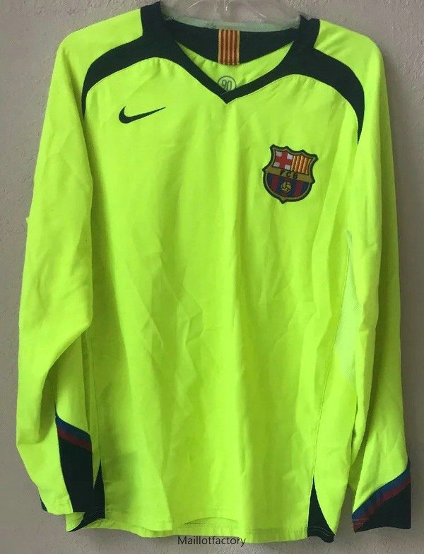 Vente Retro Maillot du Barcelone 2005-06 Manche Longue Vert Exterieur