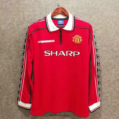 Flocage Retro Maillot du Manchester united 1998-99 Manche Longue Domicile