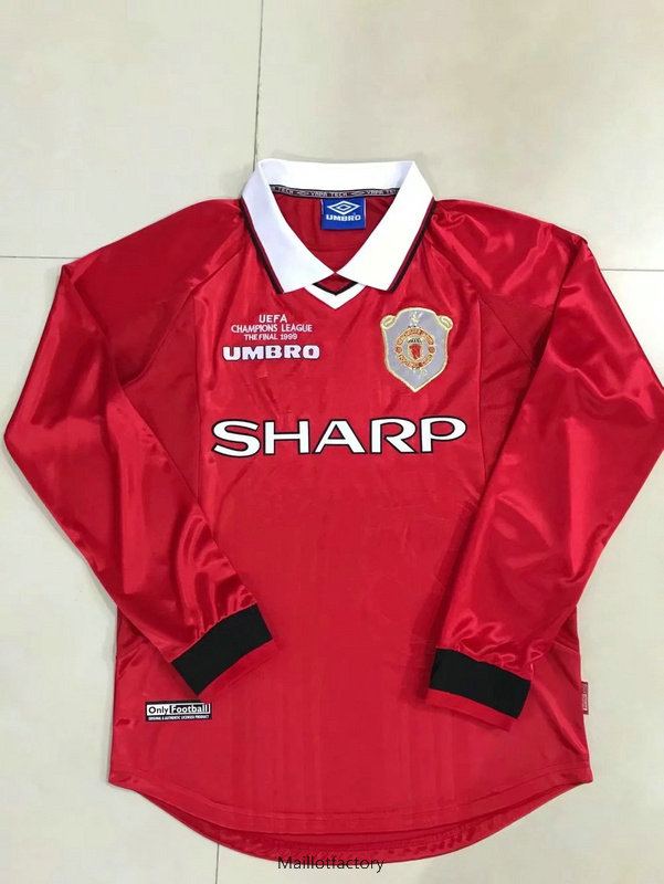 Achetez Retro Maillot du Manchester United 1999 Manche Longue Domicile (UCL final)