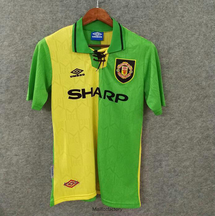 Prix Retro Maillot du Manchester United 1992-94 Exterieur Vert/Jaune