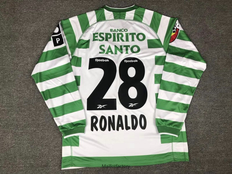 Nouveaux Retro Maillot du Lisbon 2003 Manche Longue (28 Ronaldo) Domicile