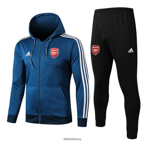 Pas cher Veste Survetement Arsenal 2019/20 Bleu/Noir à Capuche