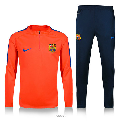 Soldes Survetement Barcelone 2019/20 Orange/Bleu Marine sweat zippé