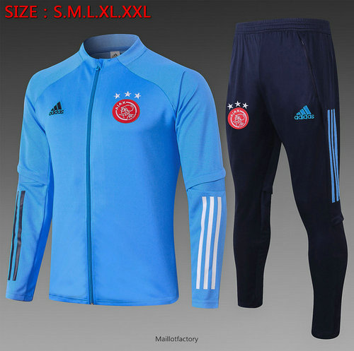 Flocage Veste Survetement Enfant AFC Ajax 2020/21 Enfant Bleu Clair