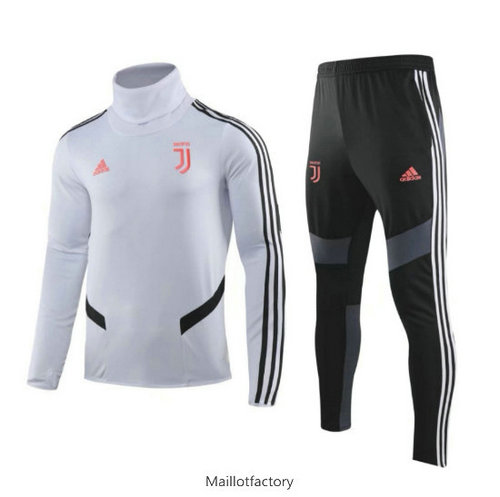 Prix Survetement Enfant Juventus 2019/20 Blanc/Noir Col haut