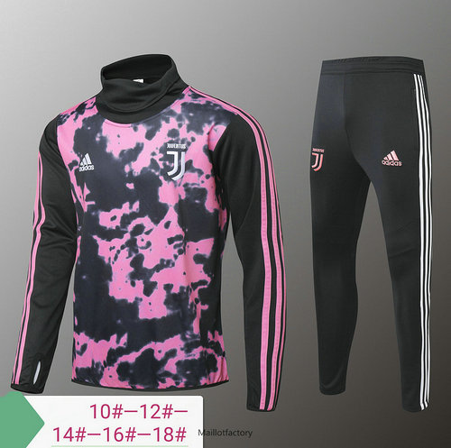 Vente Survetement Enfant Juventus 2019/20 Rose/Noir Col haut