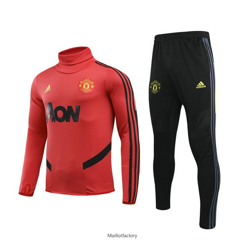 Achetés Survetement Enfant Manchester United 2019/20 Enfant Rouge/Noir Col haut