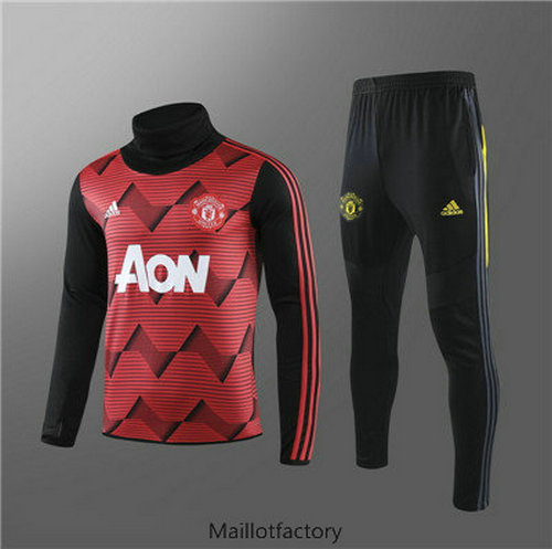 Flocage Survetement Enfant Manchester United 2019/20 Enfant Rouge/Noir Rayon Col haut