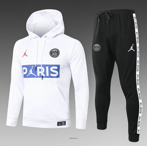 Pas cher Survetement Enfant PARIS PARIS PSG Jordan 2020/21 à Capuche Blanc LOGO