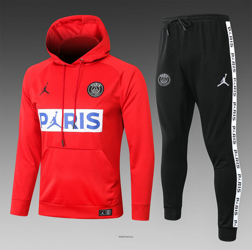 Soldes Survetement Enfant PARIS PSG Jordan 2020/21 à Capuche Rouge/Bleu/Blanc