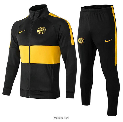 Pas cher Veste Survetement Inter Milan 2019/20 Noir/Jaune Col Haut