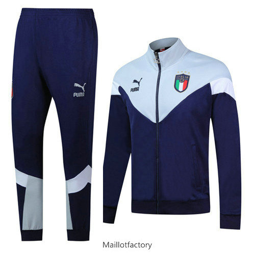 Soldes Veste Survetement Italie 2019/20 Bleu Marine/Blanc