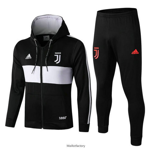 Achetez Veste Survetement Juventus 2019/20 Noir/Blanc a Capuche