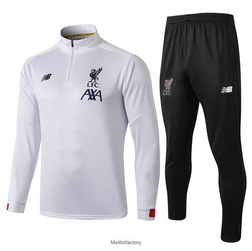 Flocage Survetement Liverpool 2019/20 Blanc/Noir Col Haut sweat zippé