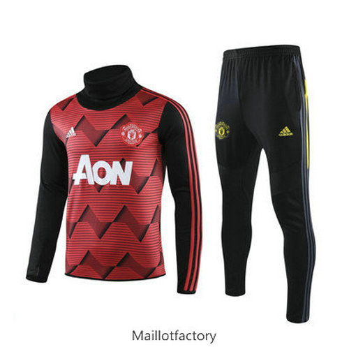 Vente Survetement Manchester United 2019/20 Rouge/Noir Rayon Col haut