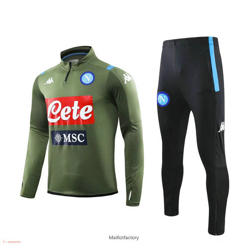 Soldes Survetement Naples 2019/20 Vert/Noir sweat zippé