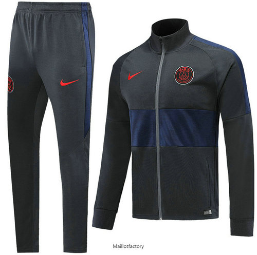 Vente Veste Survetement PSG 2019/20 Noir/Bleu Marine Col Haut