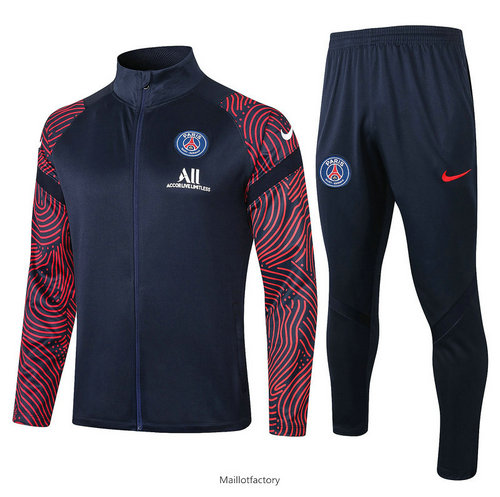 Achat Veste Survetement PSG 2020/21 Bleu Marine/Rouge Col Haut