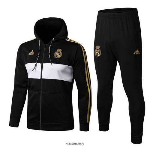 Achat Veste Survetement Real Madrid 2019/20 Noir/Blanc a Capuche