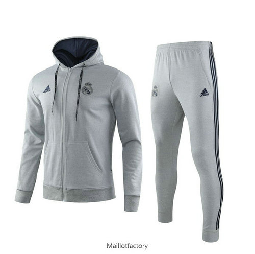 Achat Veste Survetement Real Madrid 2019/20 Blanc à Capuche