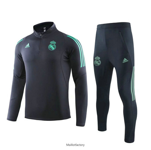 Vente Survetement Real Madrid 2019/20 Noir Col Haut sweat zippé