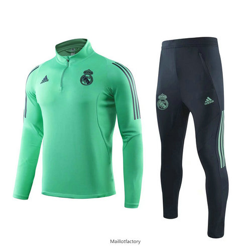 Soldes Survetement Real Madrid 2019/20 Vert/Noir Col Haut sweat zippé