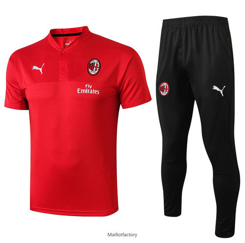 Vente Kit d'entrainement Maillot AC Milan 2019/20 Rouge/Noir Col V