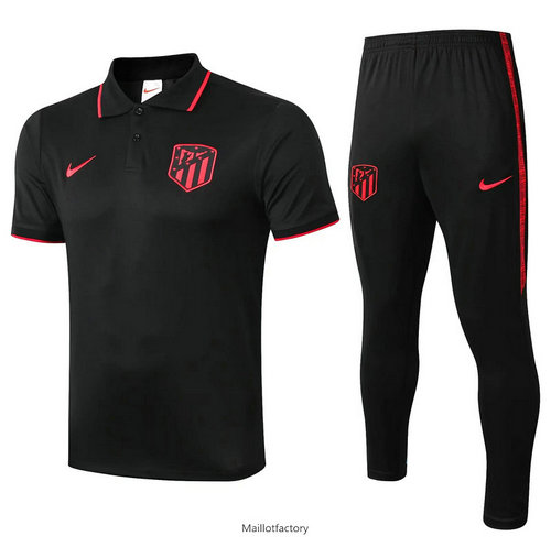 Vente Kit d'entrainement Maillot Atletico Madrid POLO 2019/20 Noir/Rouge bande