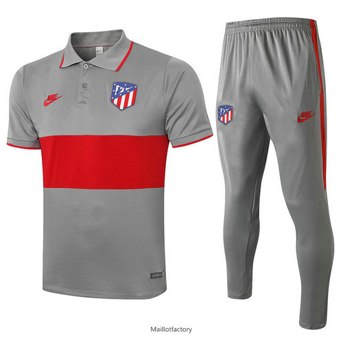 Achetés Kit d'entrainement Maillot Atletico Madrid POLO 2020/21 Gris Foncé/Rouge