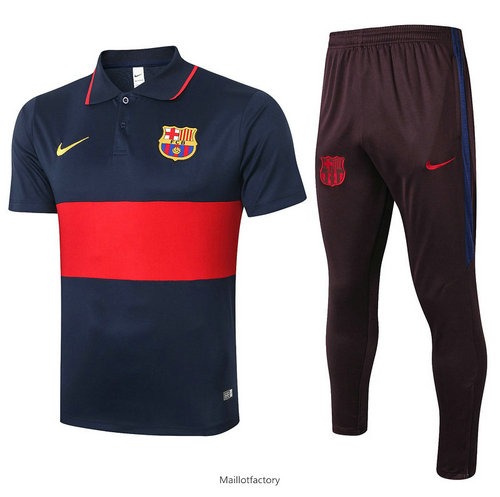 Soldes Kit d'entrainement Maillot Barcelone POLO 2020/21 Bleu Marine/Rouge