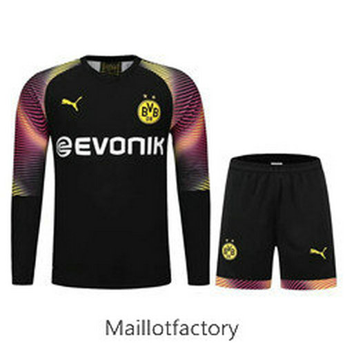 Achat Kit d'entrainement Maillot Borussia Dortmund Gardien De But 2019/20 Noir Col Rond