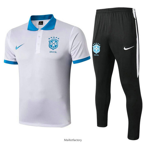 Nouveaux Kit d'entrainement Maillot Brésil POLO 2019/20 Blanc/Noir/Bleu