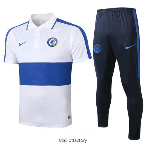 Flocage Kit d'entrainement Maillot Chelsea POLO 2019/20 Blanc/Bleu