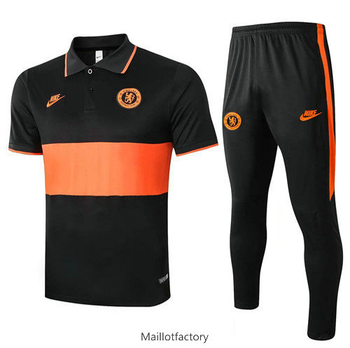 Achetez Kit d'entrainement Maillot Chelsea POLO 2019/20 Noir/Orange