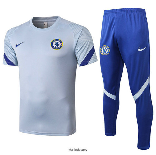 Soldes Kit d'entrainement Maillot Chelsea 2020/21 Gris clair