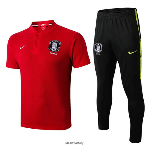 Prix Kit d'entrainement Maillot Corée 2019/20 Rouge/Noir Col V