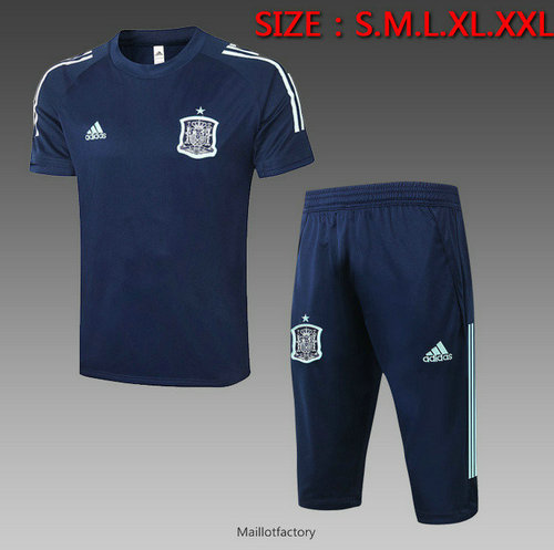 Soldes Kit d'entrainement Maillot Espagne 3/4 2020/21 Bleu Marine