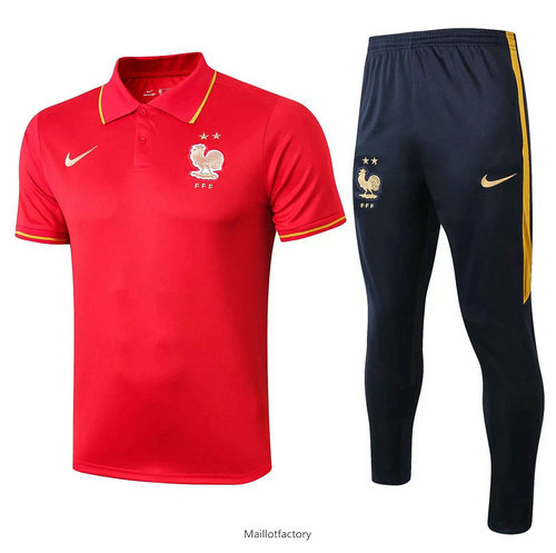 Pas cher Kit d'entrainement Maillot France POLO Rouge/Bleu Marine