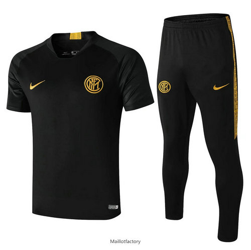 Achat Kit d'entrainement Maillot Inter Milan 2019/20 Noir Col Rond