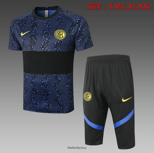 Achat Kit d'entrainement Maillot Inter Milan 3/4 2020/21 Bleu/Noir