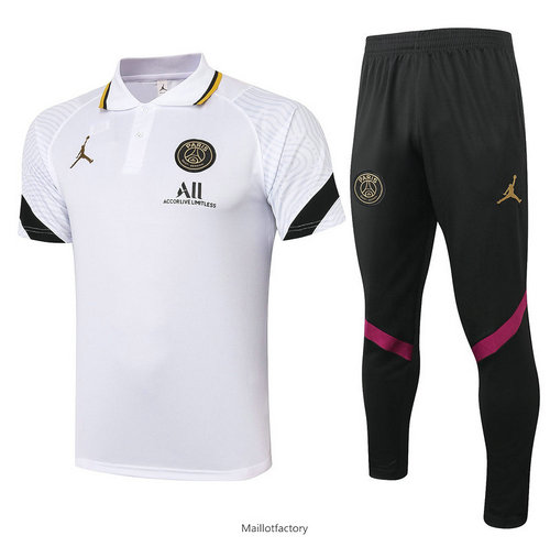 Pas cher Kit d'entrainement Maillot Jordan POLO 2020/21 Blanc