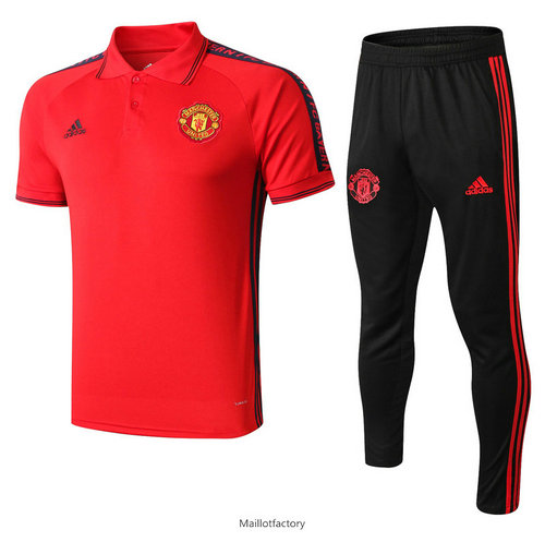 Achat Kit d'entrainement Maillot Manchester United POLO 2019/20 Rouge/Noir