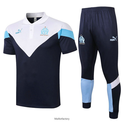 Nouveaux Kit d'entrainement Maillot Marseille POLO 2020/21 Bleu Marine/Blanc