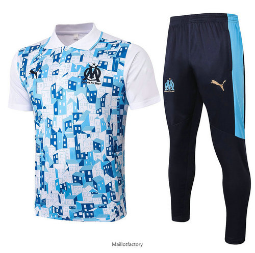 Achetés Kit d'entrainement Maillot Marseille POLO 2020/21 Blanc/Bleu