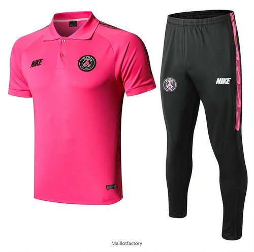 Achetez Kit d'entrainement Maillot PSG POLO 2019/20 Rose Rouge/Noir