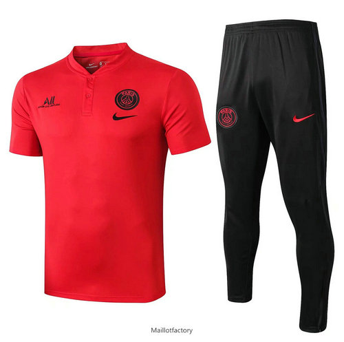 Prix Kit d'entrainement Maillot PSG 2019/20 Rouge/Noir Col V