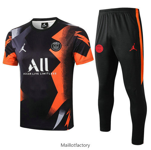 Soldes Kit d'entrainement Maillot PSG 2019/20 Noir/Orange